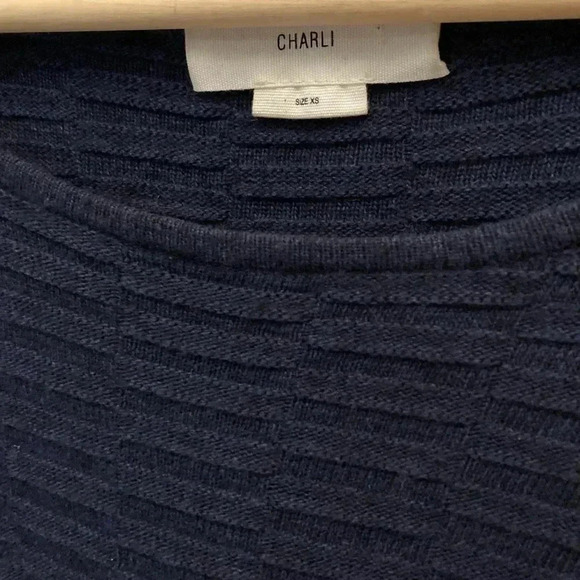 Charli London  blue textured wool blend sweater - Picture 2 of 6